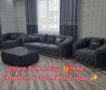 boru: Qonaq otağı üçün dəbli yumşaq mebel dəsti - Tərkibi: 1 böyük — 1