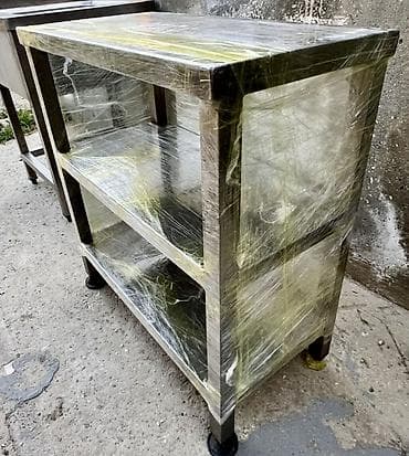 Paslanmayan poladdan 3 rəfli iş masası/rəf sistemi - Material: 304 — 4