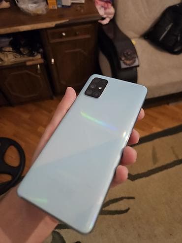 Мобильные телефоны и аксессуары: Samsung Galaxy A51, 128 ГБ, цвет - Голубой, Отпечаток пальца — 4