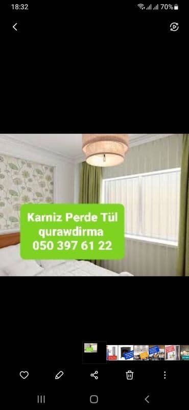 pərdələr 2022: Perde. Tül. Karniz montaj demontaj Xidməti Aksesuarlarin qurawdirma — 1