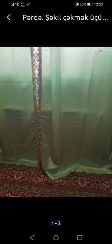 постельное белье люби: Pərdə pakrıval 80azn.ayrı ayrıda satılır. Perdenin üstüde var.Şəkil — 1