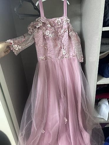 paltar uşaq: Məhsul: Qız uşağı üçün zərif ziyafət paltarı - Rəng: Açıq çəhrayı — 2