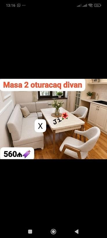 metbex kunc divan: Mətbəx və yemək otağı üçün rahat künc dəsti: - Düzbucaqlı masa - 2 — 1