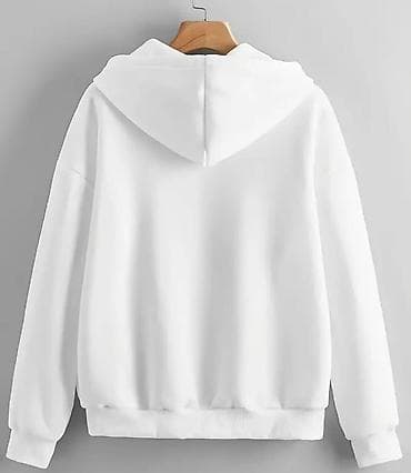 sweatshirt: YENİ ‼️Qadınlar üçün ağ zipli kapüşonlu sweatshirt - Rəng: təmiz ağ — 2