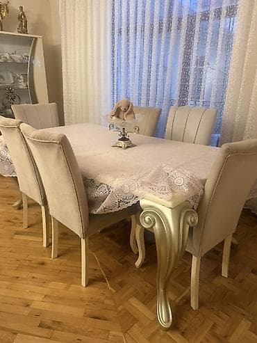 Для гостиной, Нераскладной, Прямоугольный стол, 6 стульев