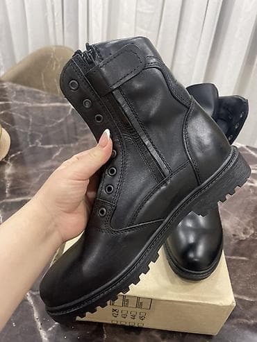 Botinkalar: Qara hərbi/iş botları – bağcıqli model - Material: tam qara, sıx və — 4