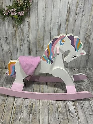 Taxta yelləncək at – “Unicorn” dizaynı - Material: möhkəm taxta — 1