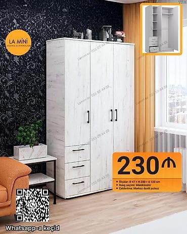 Açılan, 3 qapılı Düz dolab, Qarderob, paltar dolabı