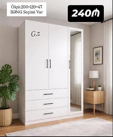 Yeni, 3 qapılı, Güzgülü, Ağ, Açılan, Düz dolab lalafo.az -da Yeni, 3 qapılı, Güzgülü, Ağ, Açılan, Düz dolab