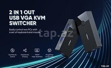 UGREEN 2 IN 1 OUT USB VGA KVM Switch - 1 klaviatura və siçanla eyni