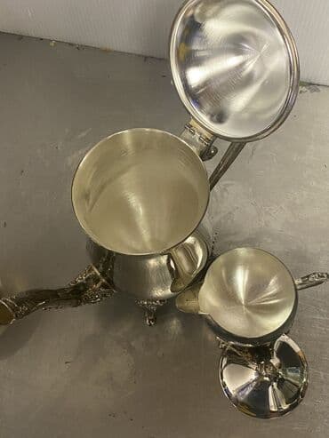 servis qab: Qəhvə dəsti, rəng - Gümüşü, Metal — 10