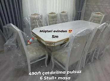 Qonaq otağı üçün, Yeni, Oval masa, 6 stul
