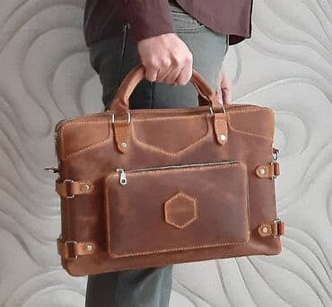 komputer case: Natural dəri portfel Dəri Portfel 100% Əl işi təbii Dəri çanta. Təbii — 4