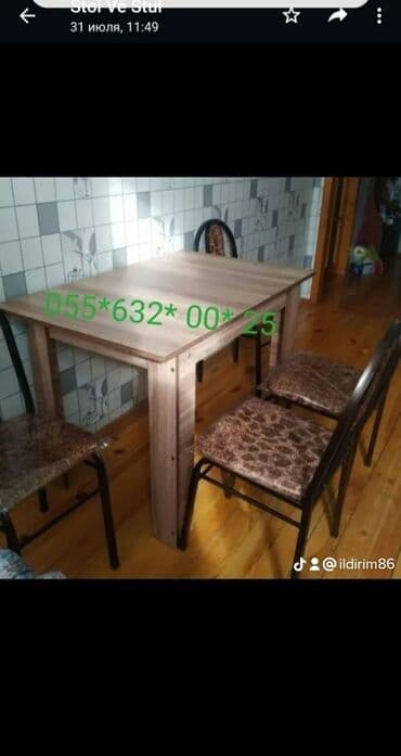 toxunma saplar satisi: Yeni, Kvadrat masa, 4 stul, Açılmayan, Azərbaycan — 5