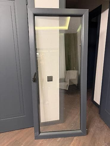 Teki 100 AZN Şüşə qapı – alüminium çərçivəli, tünd boz rəng - — 2