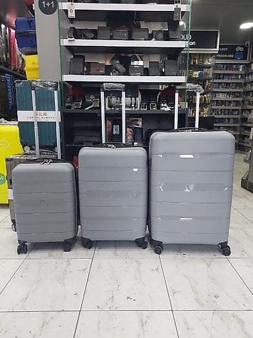 mini keys: Sərt korpuslu səyahət çemodan dəsti – boz rəng - 3 ölçü: kiçik — 1