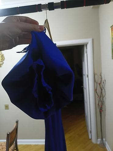 prakata donlar: Zərif axşam donu – kobalt mavi rəng. - Model: balıq kəsim, alt hissədə — 2