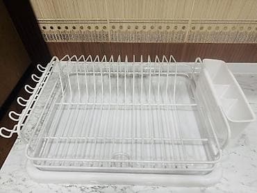 paltar qurutma asilqani: Süzgəcli qab-qacaq qurudan rəf - Rəng: ağ - Material: metal karkas — 4