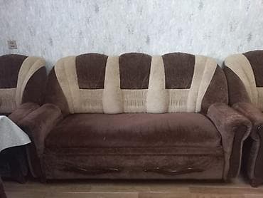 İşlənmiş, Di̇van-kravat, 2 kreslo, Divan, Bazalı, Açılan