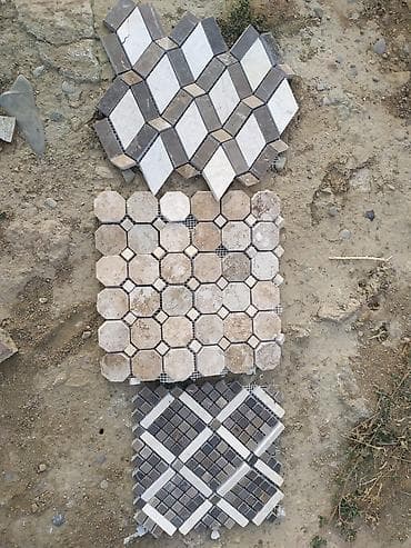 qranit daş: Mozaik və təbii daş kafel dəsti - Material: təbii daş/mozaik kafel — 1