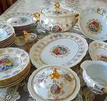 tatli un memulatlari gunesli: Nahar dəsti, rəng - Qızılı, Farfor, Çexiya — 5