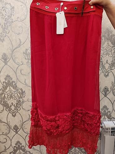 Qadın ətəyi – şifon üstlü, dekorlu model. Turkiye istehsali - — 3