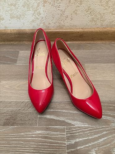 Qadın yüksək daban ayaqqabıları – qırmızı laklı - Model: klassik