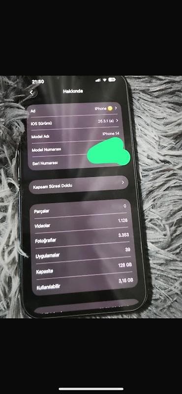 iphone ekran sekilleri: IPhone 14, Midnight, Face ID — 7