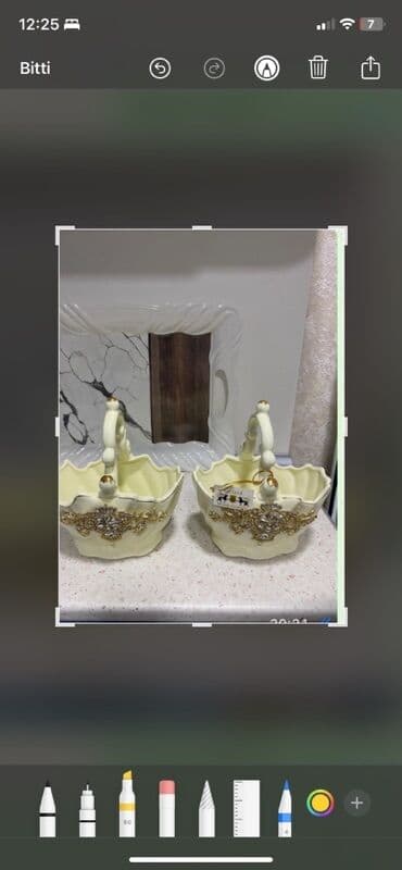 pul yigmaq ucun qab: Dekorativ səbət dəsti – 2 ədəd - Rəng: krem/ivory - Material — 1