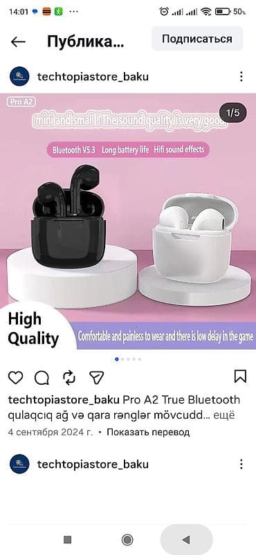 mikrafon kalonka: Pro A2 True Bluetooth qulaqlıq - Bluetooth 5.3 bağlantı: sürətli — 1