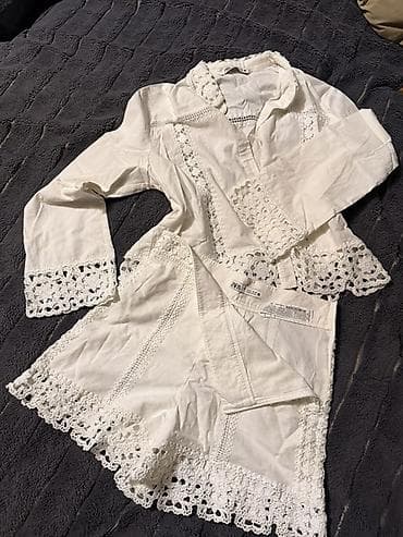 zara dəst: ZARA ağ rəngli iki hissəli dəst – köynək və şort — 2