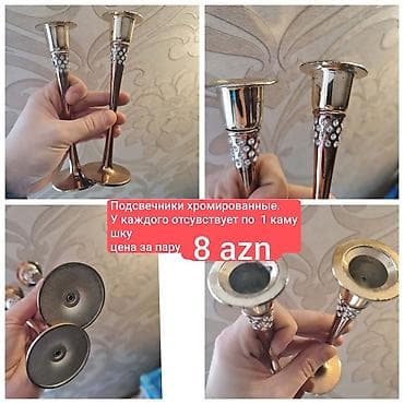 Xrom örtüklü şamdanlar – cütlük - Material: metal, xrom örtük -