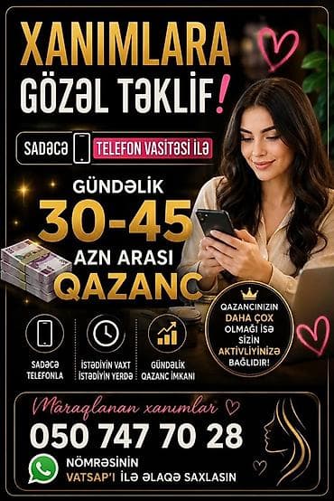 online operator isi: Çağrı mərkəzi operatoru tələb olunur, Yalnız qadınlar üçün, İstənilən yaş, Təcrübəsiz, Gündəlik ödəniş — 1