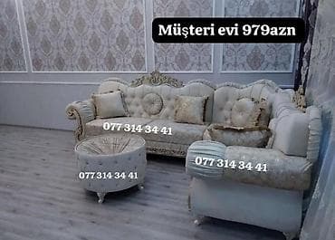 divan: Klassik üslubda yumşaq mebel dəsti - Dəst tərkibi: 3 nəfərlik divan — 1