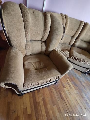 xonca desti: Klassik mebel dəsti - Yumşaq mebel: 1 böyük künc divan + 2 geniş — 6