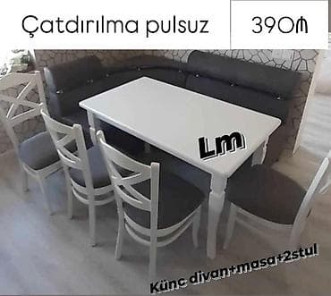 Divan və masa dəstləri: Mətbəx dəsti Divan + Masa + 2 Stul Qiymət : 390₼ Divan:1.20x1.70 — 1