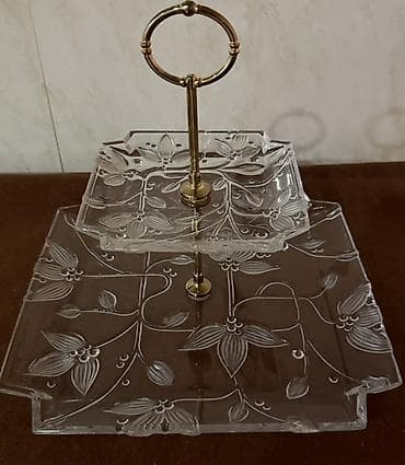 Tort və şiriniyyat qabı, rəng - Qızılı, Şüşə, Türkiyə