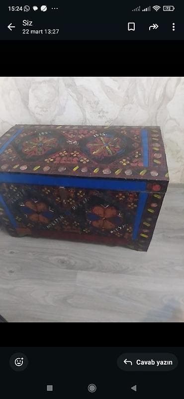 Rəngli naxışlarla bəzədilmiş taxta sandıq - Material: bərk taxta - lalafo.az -da Rəngli naxışlarla bəzədilmiş taxta sandıq - Material: bərk taxta -