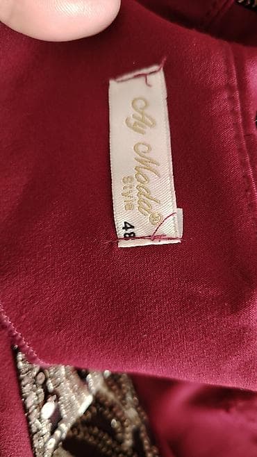 toy gulleri: Bordo rəngli ziyafət/nişan-gecə geyimi - Uzun, A-kəsim ətəkli model - — 6