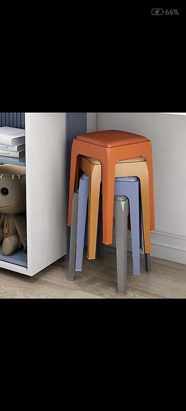 Mebel: Plastik kvadrat taburetka – yığcam və çoxməqsədli. - Dizayn — 3