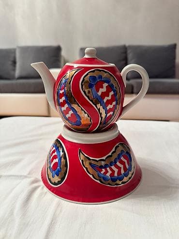 piyalə: Çay dəsti, rəng - Qırmızı, Farfor — 1