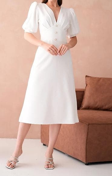 xonca bezemek: Zərif ağ midi don S/razmer - Stil: Klassik və romantik siluet — 2