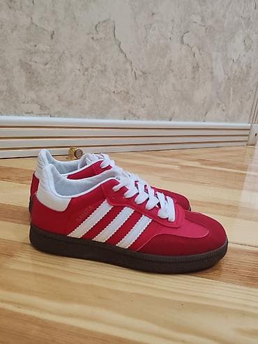 sport geyim: Qırmızı-ağ idman ayaqqabısı (model: Samba) - Rəng: canlı qırmızı — 3