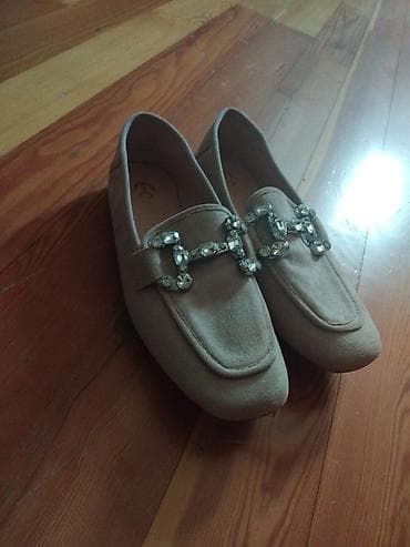 Qadın loaferləri – bej rəng - Üst material: yumşaq, tüklü fakturalı