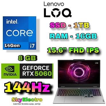 Yeni Lenovo LOQ, 15.6 ", Intel Core i7, 1 TB, Ödənişli çatdırılma, Rayonlara çatdırılma, Ünvandan götürmə lalafo.az -da Yeni Lenovo LOQ, 15.6 ", Intel Core i7, 1 TB, Ödənişli çatdırılma, Rayonlara çatdırılma, Ünvandan götürmə