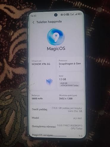 nokia n 73: Honor X9b, 256 GB, rəng - Qara, Qırıq, Sensor, Barmaq izi — 3
