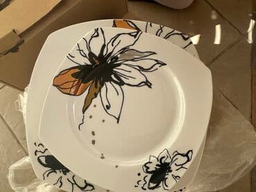 fincan üzərində çap: Çay dəsti, rəng - Ağ, Farfor, 6 nəfərlik — 1