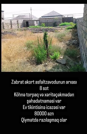 abyekt satisi: 8 sot, Tikinti, Bələdiyyə — 1