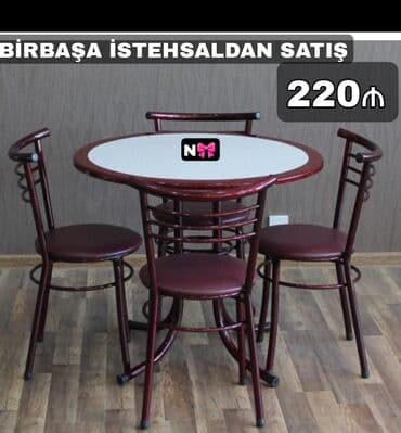 yığılan stul: Mətbəx üçün, Yeni, Yumru masa, 4 stul — 1