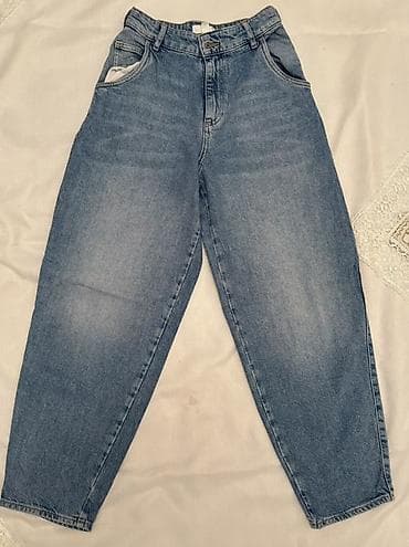 frenç şalvar: Unisex mavi denim cins şalvar - Kəsim: yüngül konusvari (tapered) — 1